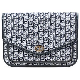 Dior Blue Diorissimo Trotter Canvas Envelope Clutch Blue Navy blue