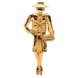 Chanel Goldplattierte Coco Mademoiselle Brosche Golden