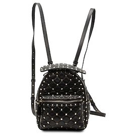 Valentino Black Mini Nappa Rockstud Spike Backpack Black