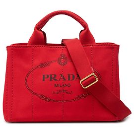 Prada Red Small Canvas Canapa Logo Satchel Red