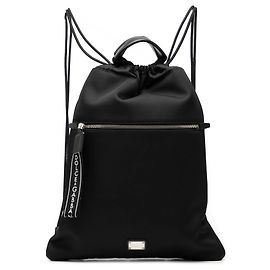 Mochila de nylon negra con logo y cordón ajustable Dolce & Gabbana Negro