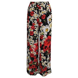 Calça larga Dolce & Gabbana em seda com estampa floral Outro