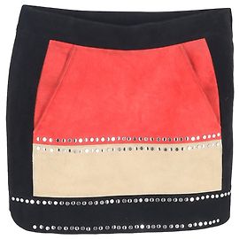Jupe Mini Cloutée Maje en Suède Multicolore Multicolore