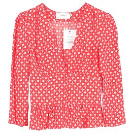 Ba&sh Carlo Rüschendruck Crepe Bluse aus roter Viskose Andere