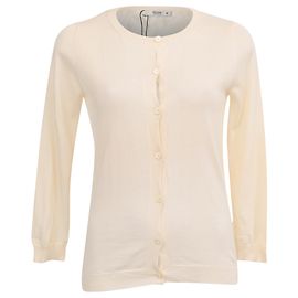 Prada Knopf-Cardigan aus Elfenbein-Kaschmir Weiß Roh