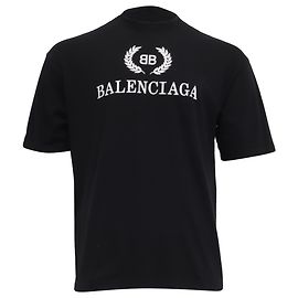 Camiseta de algodão preta com estampa de logo BB da Balenciaga Preto