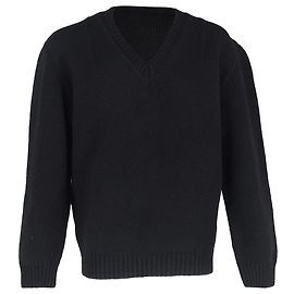 Prada Knitted V-Neck Sweater in Back Wool Black
