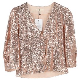 Rosa Polyester Bluse Maje Lipailette mit Pailletten Braun Pink