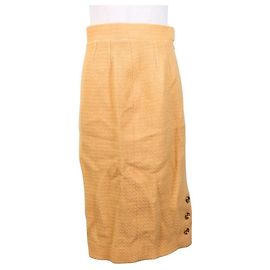 Chanel Wool Silk Skirt Pink Orange