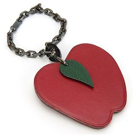 Hermès Apple Leather Silver925 Bag Charm Red