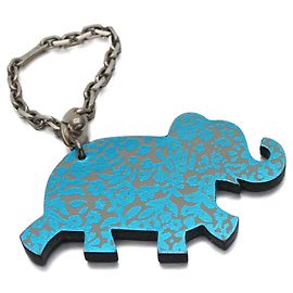 Hermès Hermes Silver925 Leather Bag Charm Blue Grey