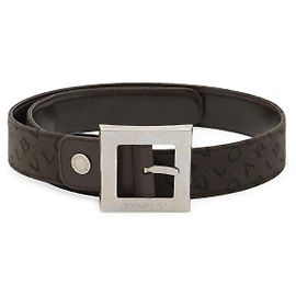 Bulgari Cinto de lona e couro com logo Bvlgari Mania Marrom