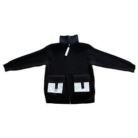 Hermès schwarze Wollstrickjacke in 38 - UNGETRAGEN Schwarz