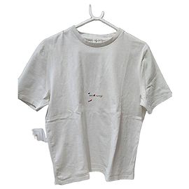 T-shirt bianca in cotone con logo Saint Laurent Bianco