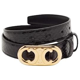 Céline Cinturón de python Triomphe de CELINE Negro