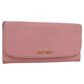 Miu Miu Long Wallet Leather Pink Auth ti3779 Pink