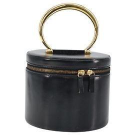 Céline Borsa a mano Vanity in pelle nera e oro Auth 169907V Nero D'oro