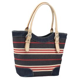 BURBERRY Nova Check Hand Bag Canvas Navy Silver Auth 171626 Silvery Navy blue