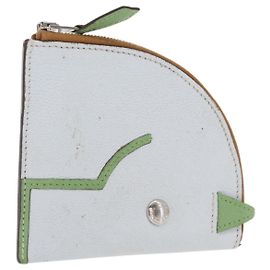 Hermès HERMES Paddock Coin Purse Leather Light Blue Auth 169952 Light blue