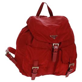 PRADA Rucksack aus rotem Nylon mit Silber authentisch 169589V Silber Rot