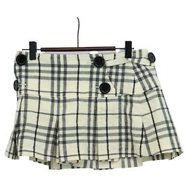 Falda Burberry Nova Check Blue Label de lana blanca Auth 169946V Blanco