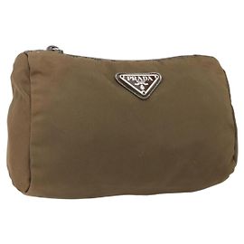 Pochette Prada Nylon Marron Argent Auth bs33260 Marron Argenté