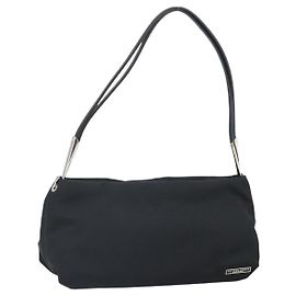 BOTTEGA VENETA Shoulder Bag Canvas Black Silver Auth bs33364 Black Silvery