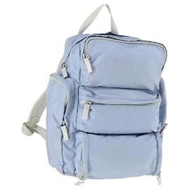 PRADA Backpack Nylon Light Blue Silver Auth 169576 Silvery Light blue