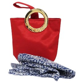 Céline CELINE Nylon Taschenset mit Taschentüchern Rot Gold Auth 170797V Rot Golden