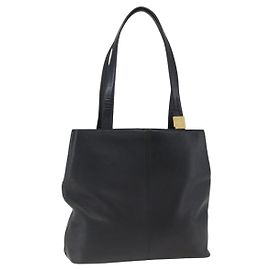 Borsa Tote in pelle nera e oro BURBERRY Auth hk3488 Nero D'oro