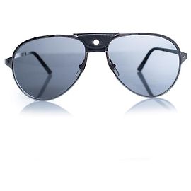 Cartier, aviator Santos in metallo argento e nero Argento