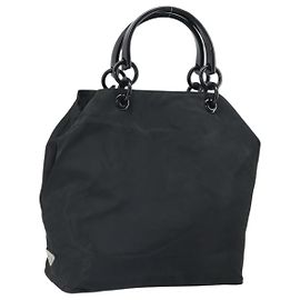 PRADA Handtasche Nylon Schwarz Silber Auth 171648 Schwarz Silber