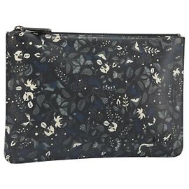 FENDI Clutch Bag Leather Black Auth ka2288 Black