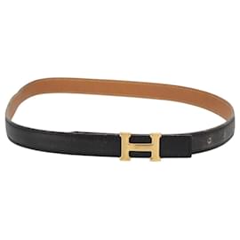 Hermès CINTURÓN REVERSIBLE HERMES H Constance Cuero 33,1" Negro Auth 168763 Negro