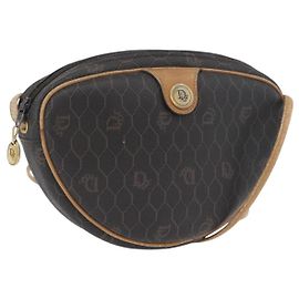 Borsa a spalla in tela a nido d'ape PVC nera e oro Auth BA10846 Christian Dior Nero D'oro