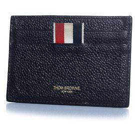 Thom Browne, black leather card holder Black