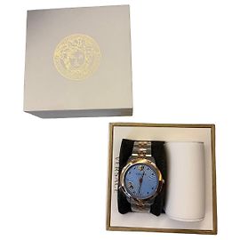 Orologio da donna Versace con quadrante blu e bracciale bicolore Argento Blu D'oro