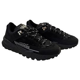Sneaker neri DSQUARED2 in suede e tessuto Nero