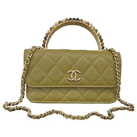 CHANEL Timeless Classique Top Handle leather handbag Olive green
