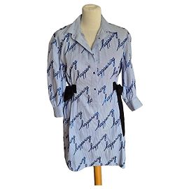 Vestido camisa a rayas Sandro con inscripción Blanco Azul