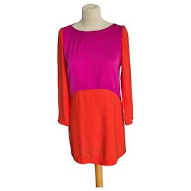 Vestido Maje Bicolor Costas Nuas Rosa Laranja