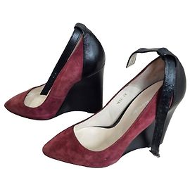 The Kooples Chaussures à talon compensé bordeaux et noir Noir Rouge