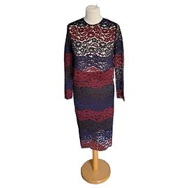Vestido de Encaje Multicolor de Sandro Negro Blanco Burdeos Azul oscuro
