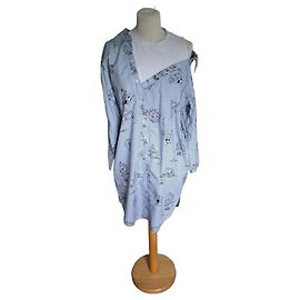 Maje Vestido camisa a rayas con estampado Blanco Azul