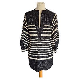 Autre Marque H&M Veste à rayures noires et blanches ornée de sequins Noir Blanc