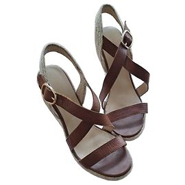 Jonak Sandales compensées en cuir marron Marron