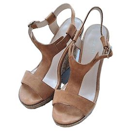 Sandales compensées Minelli en daim marron Marron