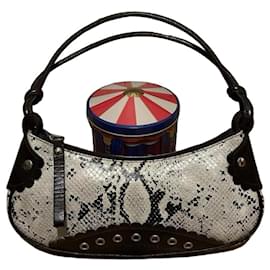 Autre Marque Coccinelle Handbag in Python Effect Leather Black White Python print