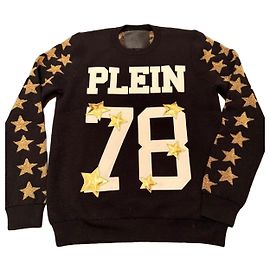 Schwarzer Wollpullover von Philipp Plein Couture mit goldenen Sternen Schwarz Golden