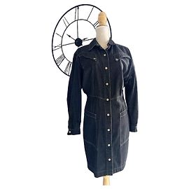 Vestido de jeans preto Thierry Mugler Preto